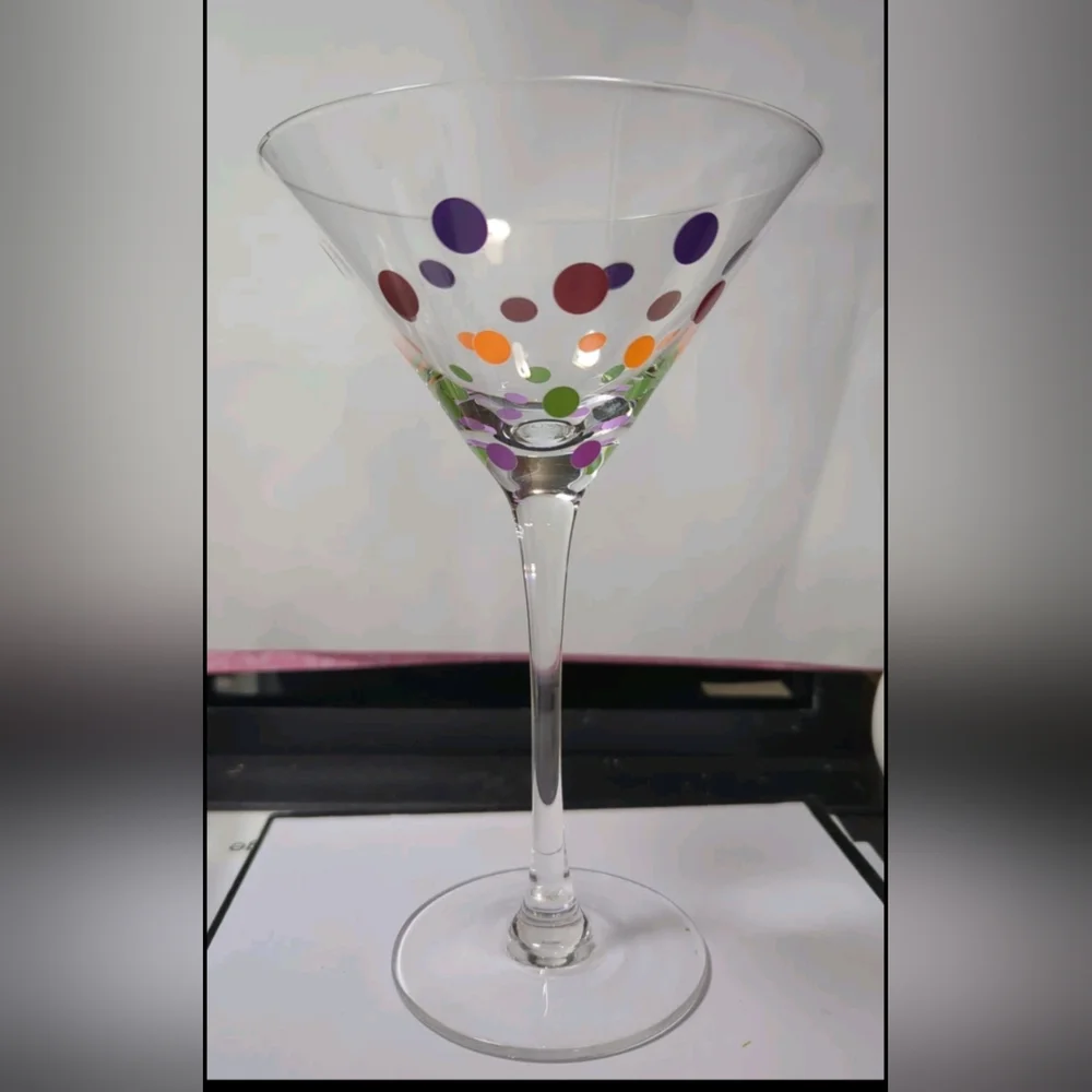 Pampered Chef Multi Color Dots Martini Glass